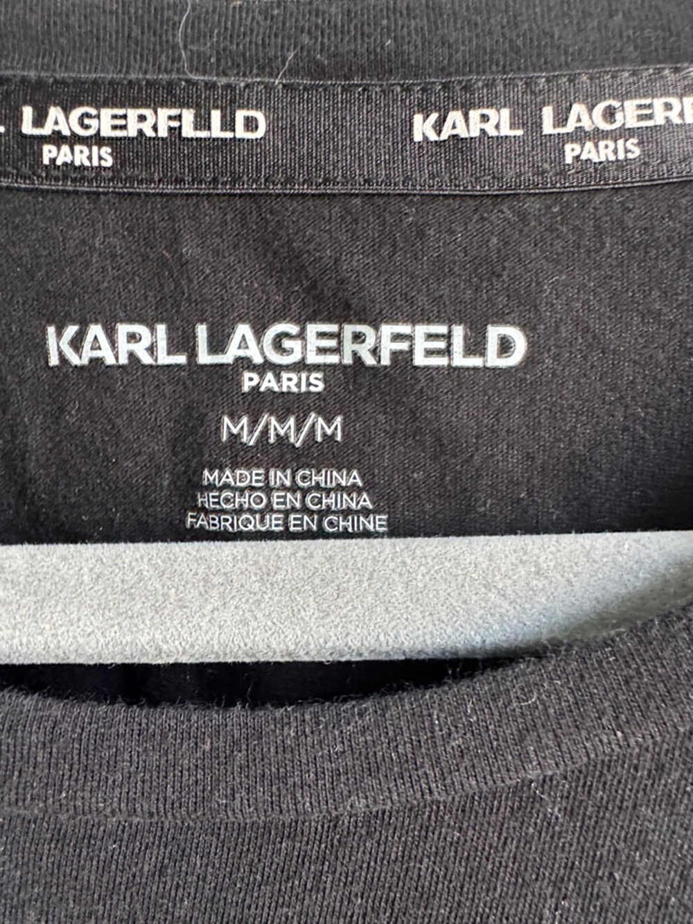 Karl Lagerfeld Black Tee with Black-and-White Gingham Sunglasses Patch - Picture 2 of 2